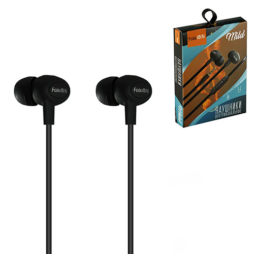 Наушники " FaisON " HP-F09 Mild черные, внутриканальные, проводные 297835