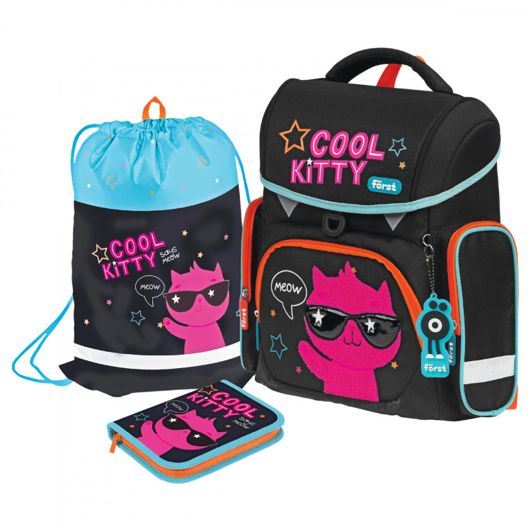 Ранец Först F-Set "Cool kitty" 35*29*16см, 1 отделение, 3 кармана, анатомическая спинка