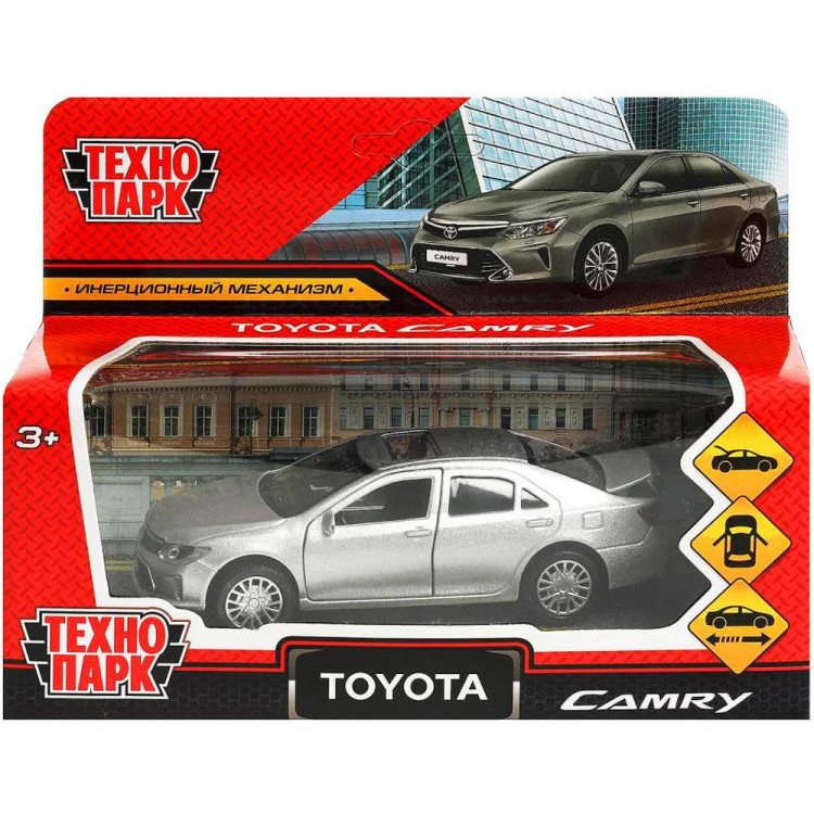 Модель металл TOYOTA CAMRY 12 см, двери, багаж, инерц. серебристый Технопарк CAMRY-12-SR