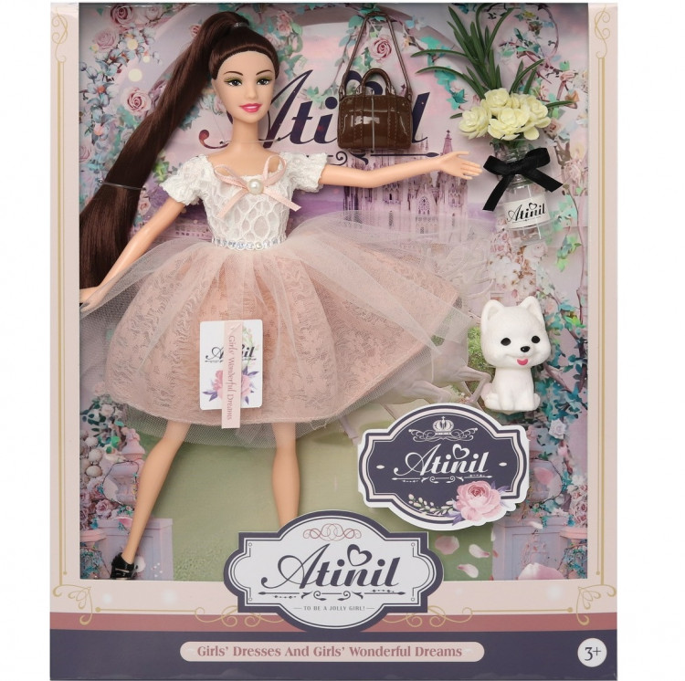 Кукла Atinil Весенняя свежесть с собачкой и сумочкой, 28см 152-4