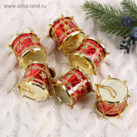 Ёлочная игрушка "Барабан" звезда (набор 6 шт) 3,5х3,5 см, красный 3570520