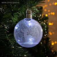 Ёлочный шар «Снежный лес», батарейки, 1 LED, свечение белое 4357262