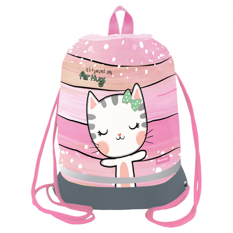 Сумка для обуви 1 отделение Berlingo "Cat Hugs", 400*480мм, расширяющееся дно, светоотражающая лента