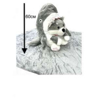 Мягкая игрушка "Собака в костюме Акулы" 60 см, с пледом 15239