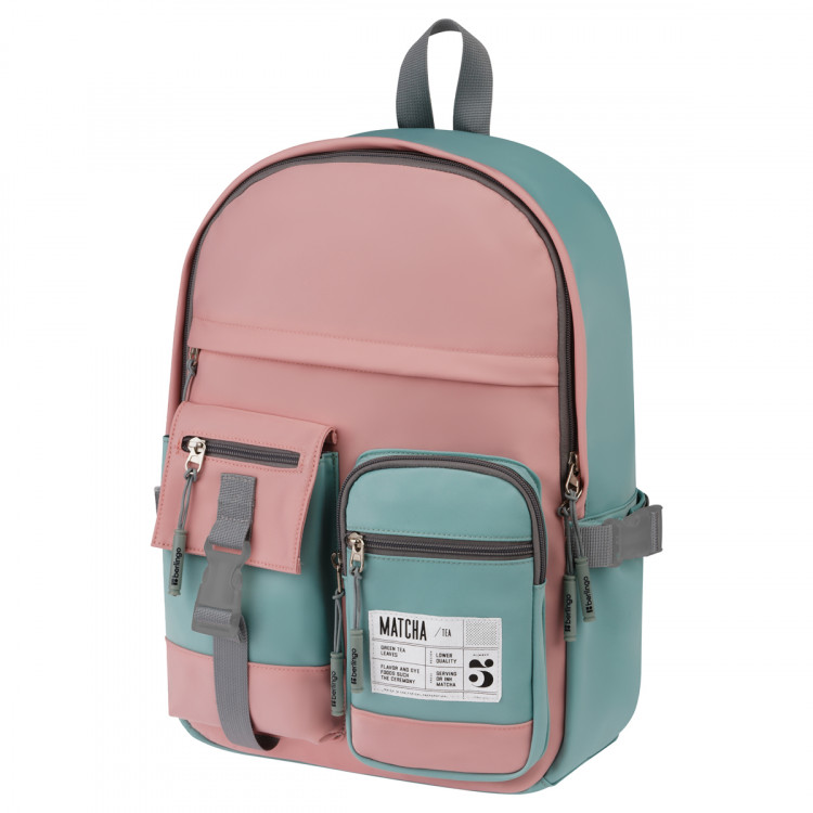 Рюкзак Berlingo Tasty "Pink matcha", 40*28*15см, 1 отделение, 7 карманов, уплотненная спинка RU09155