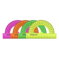 Транспортир " Erich Krause " 180*/10см Neon Solid пластиковый, ассорти 57906