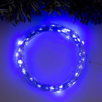 Гирлянда «Нить» 10 м роса, IP20, серебристая нить, 100 LED, свечение синее, 12 В 5198355