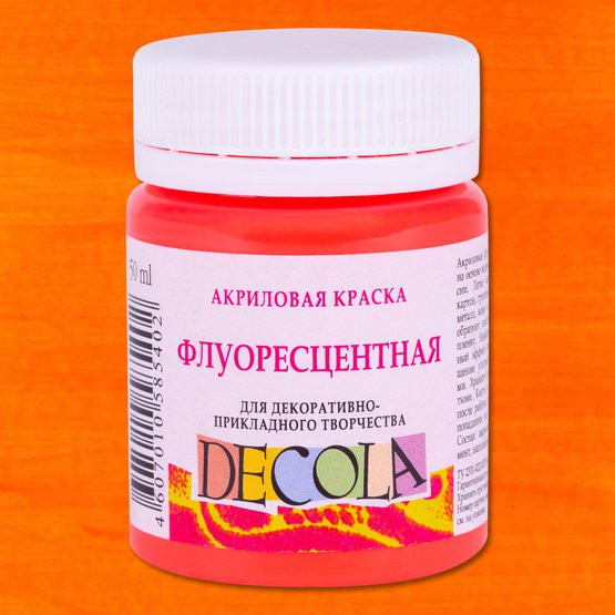 Акрил Decola 50мл флуоресцентная красная светлая 4328336